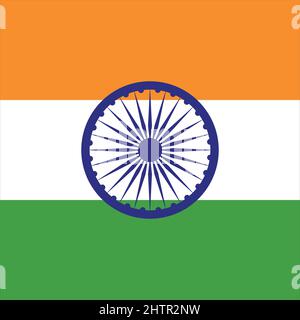 Bandiera dell'India, colori ufficiali e proporzione corretta. Bandiera nazionale dell'India. Illustrazione Vettoriale