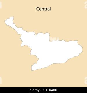 Mappa di alta qualità di Central è una regione del Ghana, con i confini dei distretti Illustrazione Vettoriale