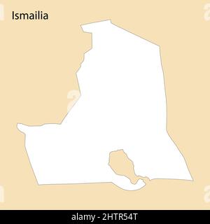 Mappa di alta qualità di Ismailia è una regione dell'Egitto, con i confini dei distretti Illustrazione Vettoriale
