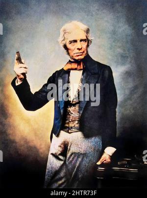 Portrait de Michael Faraday (1791-1867), chimiste et physicien anglais. Foto Stock