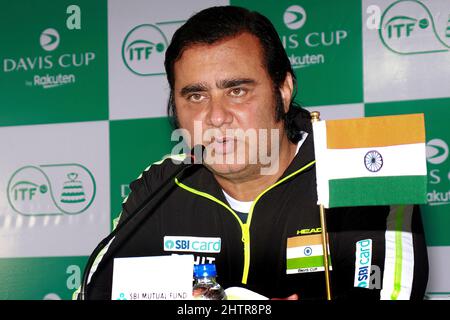 New Delhi, India. 02nd Mar 2022. Il capitano della squadra della Coppa Davis dell'India ed ex giocatore indiano di tennis Rohit Rajpal, si occupa della Conferenza stampa della Coppa Davis al Club di Gymkhana. India vs Danimarca Davis Cup 2022 World Group Play-off pareggio si disputerà a Delhi. Credit: SOPA Images Limited/Alamy Live News Foto Stock