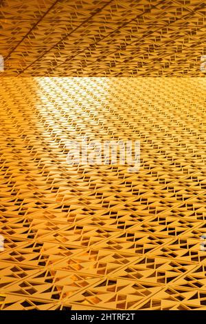Linee parallele angolate sulla facciata di un edificio dall'architettura moderna. Foto di alta qualità Foto Stock