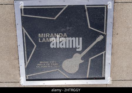 Nashville, Tenessee - 12 gennaio 2022: Miranda Lambert star sul Music City Walk of Fame Music Garden Park per le leggende della musica country Foto Stock