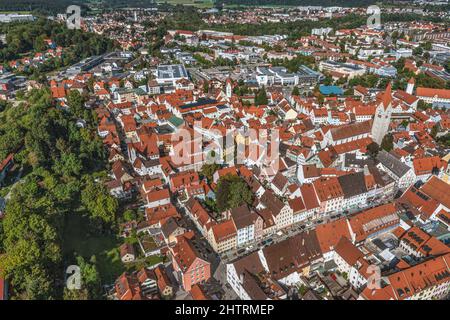 Vista aerea di Kaufbeuren nella Baviera meridionale Foto Stock