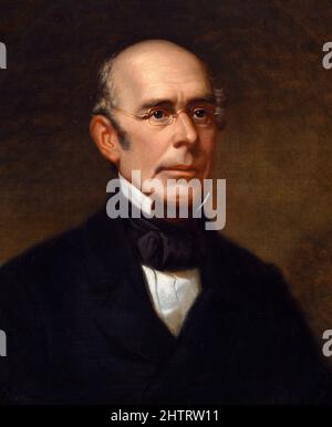 William Lloyd Garrison (1805-1879), ritratto anonimo, olio su tela, c.. 1855. Garrison era un eminente abolizionista, suffragista e riformatore sociale americano. Foto Stock