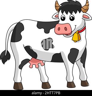 Illustrazione di Cow Cartoon Coloured Clipart Illustrazione Vettoriale