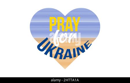 Prega per l'Ucraina, concetto di preghiera per stare con l'Ucraina. Illustrazione Vettoriale