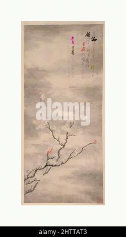 Arte ispirata da Ink Prunus, dinastia Qing (1644-1911), Cina, Hanging rotolo; inchiostro su carta, Immagine: 34 1/2 x 15 5/16 pollici (87,6 x 38,9 cm), dipinti, Gao Xiang (cinese, attivo ca. 1700–1730, opere classiche modernizzate da Artotop con un tocco di modernità. Forme, colore e valore, impatto visivo accattivante sulle emozioni artistiche attraverso la libertà delle opere d'arte in modo contemporaneo. Un messaggio senza tempo che persegue una nuova direzione selvaggiamente creativa. Artisti che si rivolgono al supporto digitale e creano l'NFT Artotop Foto Stock