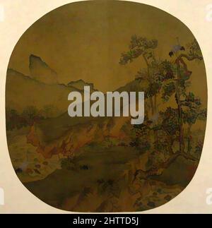 Art Inspired by Mountain Landscape, Ming (1368–1644) o Qing Dynasty (1644–1911), China, Fan Mounted come foglia di album; inchiostro e colore su seta, 8 3/4 x 9 1/4 pollici (22,2 x 23,5 cm), dipinti, opere classiche modernizzate da Artotop con un tuffo di modernità. Forme, colore e valore, impatto visivo accattivante sulle emozioni artistiche attraverso la libertà delle opere d'arte in modo contemporaneo. Un messaggio senza tempo che persegue una nuova direzione selvaggiamente creativa. Artisti che si rivolgono al supporto digitale e creano l'NFT Artotop Foto Stock