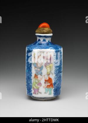 Snuff bottle with boys at play, Qing dynasty (1644–1911), Daoguang period (1821–50), China, Porcelain painted with colored enamels over a transparent glaze (Jingdezhen ware), H. 3 3/4 in. (9.5 cm), Snuff Bottles Stock Photo