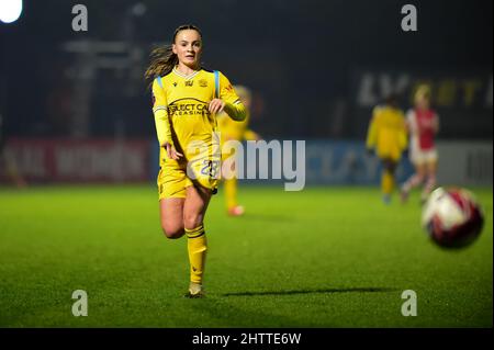 Londra, Regno Unito. 17th Feb 2022. Borehamwood, Inghilterra, 02 2022 marzo: Lily Woodham (28 Reading) durante la partita di football della fa Womens Super League tra Arsenal e Reading al Meadow Park Stadium di Borehamwood, Inghilterra. Kevin Hodgson /SPP Credit: SPP Sport Press Photo. /Alamy Live News Foto Stock