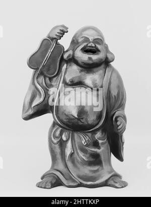 Arte ispirata a Figura di Hotei, periodo Edo (1615–1868), 18th secolo, Giappone, Clay coperto con uno smalto sottile (oggetti Bizen, stile Imbe), H. 9 pollici. (22,9 cm), Ceramica, opere classiche modernizzate da Artotop con un tuffo di modernità. Forme, colore e valore, impatto visivo accattivante sulle emozioni artistiche attraverso la libertà delle opere d'arte in modo contemporaneo. Un messaggio senza tempo che persegue una nuova direzione selvaggiamente creativa. Artisti che si rivolgono al supporto digitale e creano l'NFT Artotop Foto Stock