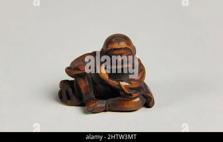 Arte ispirata da Netsuke di Boy giocando un flauto, 19th secolo, Giappone, legno, H. 1 poll. (2,5 cm); W. 1 1/4" (3,2 cm), Netsuke, opere classiche modernizzate da Artotop con un tuffo di modernità. Forme, colore e valore, impatto visivo accattivante sulle emozioni artistiche attraverso la libertà delle opere d'arte in modo contemporaneo. Un messaggio senza tempo che persegue una nuova direzione selvaggiamente creativa. Artisti che si rivolgono al supporto digitale e creano l'NFT Artotop Foto Stock