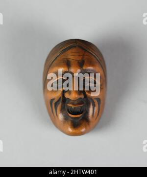 Arte ispirata da Netsuke di Noh Mask; Uba, 18th secolo, Giappone, legno, H. 1 5/8 poll. (4,1 cm); W. 1 1/8" (2,9 cm); D. 1" (2,5 cm), Netsuke, opere classiche modernizzate da Artotop con un tuffo di modernità. Forme, colore e valore, impatto visivo accattivante sulle emozioni artistiche attraverso la libertà delle opere d'arte in modo contemporaneo. Un messaggio senza tempo che persegue una nuova direzione selvaggiamente creativa. Artisti che si rivolgono al supporto digitale e creano l'NFT Artotop Foto Stock