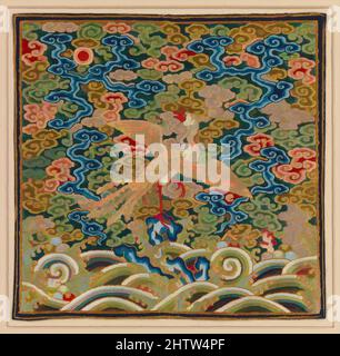 Arte ispirata a 清乾隆 刺繡白鷴補, Classifica con fagiano d'argento, dinastia Qing (1644–1911), periodo Qianlong (1736–95), Cina, seta, perle e ricami metallici su raso di seta, 10 1/4 x 10 1/2 pollici (26 x 26,7 cm), tessuto-ricamato, uno squisito esempio di Qing rank badge, questo, opere classiche modernizzate da Artotop con un tuffo di modernità. Forme, colore e valore, impatto visivo accattivante sulle emozioni artistiche attraverso la libertà delle opere d'arte in modo contemporaneo. Un messaggio senza tempo che persegue una nuova direzione selvaggiamente creativa. Artisti che si rivolgono al supporto digitale e creano l'NFT Artotop Foto Stock