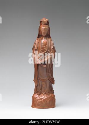 Arte ispirata a Kuan Yin, ca. 1711, tedesco, Meissen, gres, confermato: 14 3/4 x 4 x 4 1/8 poll. (37,5 x 10,2 x 10,5 cm), ceramica-ceramica, copiata, ed eventualmente colata, da un modello in porcellana cinese del bianco di chinino, ca. 1700, opere classiche modernizzate da Artotop con un tuffo di modernità. Forme, colore e valore, impatto visivo accattivante sulle emozioni artistiche attraverso la libertà delle opere d'arte in modo contemporaneo. Un messaggio senza tempo che persegue una nuova direzione selvaggiamente creativa. Artisti che si rivolgono al supporto digitale e creano l'NFT Artotop Foto Stock