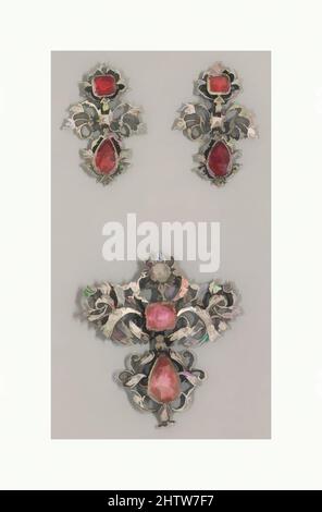Arte ispirata da due orecchini (parte di un set), 18th secolo, Continental, Argento, gioielli, Lunghezza (ciascuno): 1 1/2" (3,8 cm), Metalwork-Jewelry, opere classiche modernizzate da Artotop con un tuffo di modernità. Forme, colore e valore, impatto visivo accattivante sulle emozioni artistiche attraverso la libertà delle opere d'arte in modo contemporaneo. Un messaggio senza tempo che persegue una nuova direzione selvaggiamente creativa. Artisti che si rivolgono al supporto digitale e creano l'NFT Artotop Foto Stock