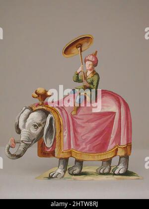 Arte ispirata da Oriental Man on Elephant, 18th secolo, tedesco meridionale, Gouache su carta, Ave.: 4 poll. (10,2 cm), carta, opere classiche modernizzate da Artotop con un tuffo di modernità. Forme, colore e valore, impatto visivo accattivante sulle emozioni artistiche attraverso la libertà delle opere d'arte in modo contemporaneo. Un messaggio senza tempo che persegue una nuova direzione selvaggiamente creativa. Artisti che si rivolgono al supporto digitale e creano l'NFT Artotop Foto Stock