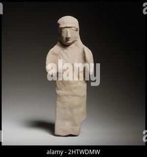 Arte ispirata alla statuetta femminile in piedi, Cypro-Archaic II, ca. 600–480 a.C., cipriota, terracotta; stampato, H. 9 3/8 in. (23,8 cm), terracottas, la figurina cava era fatta da una muffa molto usurata. Sul retro c'è una bocca, opere classiche modernizzate da Artotop con un tuffo di modernità. Forme, colore e valore, impatto visivo accattivante sulle emozioni artistiche attraverso la libertà delle opere d'arte in modo contemporaneo. Un messaggio senza tempo che persegue una nuova direzione selvaggiamente creativa. Artisti che si rivolgono al supporto digitale e creano l'NFT Artotop Foto Stock