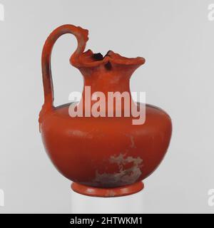 Arte ispirata a Terracotta oinochoe, 1st sec. d.C., romana, Terracotta; sigillata italiana, H.: 6 1/4 poll. (15,9 cm), vasi, sul manico, teste di leone e donna, opere classiche modernizzate da Artotop con un tuffo di modernità. Forme, colore e valore, impatto visivo accattivante sulle emozioni artistiche attraverso la libertà delle opere d'arte in modo contemporaneo. Un messaggio senza tempo che persegue una nuova direzione selvaggiamente creativa. Artisti che si rivolgono al supporto digitale e creano l'NFT Artotop Foto Stock