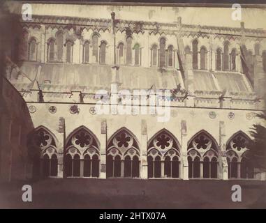 Art Inspired by Salisbury Cathedral, 1850s, stampa in argento albume da carta negativa, fotografie, Unknown (British, opere classiche modernizzate da Artotop con un tuffo di modernità. Forme, colore e valore, impatto visivo accattivante sulle emozioni artistiche attraverso la libertà delle opere d'arte in modo contemporaneo. Un messaggio senza tempo che persegue una nuova direzione selvaggiamente creativa. Artisti che si rivolgono al supporto digitale e creano l'NFT Artotop Foto Stock