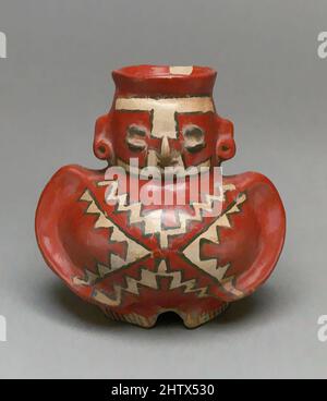 Arte ispirata a Figure Vessel, 3rd–1st secolo a.C., Messico, Mesoamerica, Michoacan, Chupicuaro, ceramica, H. 5 3/8 poll. (13,7 cm), Ceramics-Containers, le audaci geometrie in rosso, nero e bianco sono caratteristiche delle opere in stile Chupicuaro. Conosciuta da una regione del, le opere classiche modernizzate da Artotop con un tuffo di modernità. Forme, colore e valore, impatto visivo accattivante sulle emozioni artistiche attraverso la libertà delle opere d'arte in modo contemporaneo. Un messaggio senza tempo che persegue una nuova direzione selvaggiamente creativa. Artisti che si rivolgono al supporto digitale e creano l'NFT Artotop Foto Stock