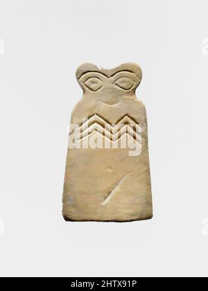 Arte ispirata da Eye idol, Middle Uruk, ca. 3700–3500 a.C., Siria, Tell Brak, gesso alabastro, 3 poll. (7,6 cm), pietra-scultura, opere classiche modernizzate da Artotop con un tuffo di modernità. Forme, colore e valore, impatto visivo accattivante sulle emozioni artistiche attraverso la libertà delle opere d'arte in modo contemporaneo. Un messaggio senza tempo che persegue una nuova direzione selvaggiamente creativa. Artisti che si rivolgono al supporto digitale e creano l'NFT Artotop Foto Stock