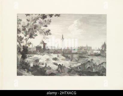 Art Inspired by Imaginary View of Padova, 1697–1768, Etching, Plate: 11 13/16 x 17 poll. (30 x 43,2 cm), stampe, Canaletto (canale Giovanni Antonio) (Italiano, Venezia 1697–1768 Venezia, opere classiche modernizzate da Artotop con un tuffo di modernità. Forme, colore e valore, impatto visivo accattivante sulle emozioni artistiche attraverso la libertà delle opere d'arte in modo contemporaneo. Un messaggio senza tempo che persegue una nuova direzione selvaggiamente creativa. Artisti che si rivolgono al supporto digitale e creano l'NFT Artotop Foto Stock