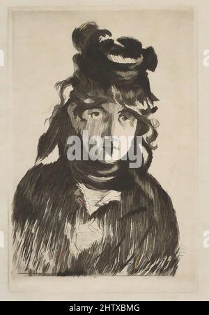 Arte ispirata da Berthe Morisot, 1872, incisione e punto secco su carta laiata, primo stato di tre, piatto: 4 11/16 x 3 1/8in. (11,9 x 7,9cm), Prints, Édouard Manet (francese, Parigi 1832–1883 Parigi, opere classiche modernizzate da Artotop con un tuffo di modernità. Forme, colore e valore, impatto visivo accattivante sulle emozioni artistiche attraverso la libertà delle opere d'arte in modo contemporaneo. Un messaggio senza tempo che persegue una nuova direzione selvaggiamente creativa. Artisti che si rivolgono al supporto digitale e creano l'NFT Artotop Foto Stock