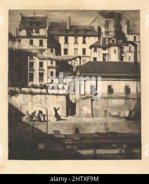 Arte ispirata al Morgue, 1854, acquaforte e punto secco, terzo stato di sette, stampe, Charles Meryon (francese, 1821–1868, opere classiche modernizzate da Artotop con un tuffo di modernità. Forme, colore e valore, impatto visivo accattivante sulle emozioni artistiche attraverso la libertà delle opere d'arte in modo contemporaneo. Un messaggio senza tempo che persegue una nuova direzione selvaggiamente creativa. Artisti che si rivolgono al supporto digitale e creano l'NFT Artotop Foto Stock