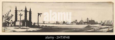 Art Inspired by Kampen, 1642–44, Etching; secondo stato di due, foglio: 1 7/8 x 6 7/16 poll. (4,7 x 16,4 cm), stampe, Wenceslaus Hollar (Bohemian, Praga 1607–1677 Londra), vista distante di Kampen sulle rive del fiume IJssel; tre figure viste vicino a gallows in primo piano a sinistra di una delle opere classiche modernizzate da Artotop con un tuffo di modernità. Forme, colore e valore, impatto visivo accattivante sulle emozioni artistiche attraverso la libertà delle opere d'arte in modo contemporaneo. Un messaggio senza tempo che persegue una nuova direzione selvaggiamente creativa. Artisti che si rivolgono al supporto digitale e creano l'NFT Artotop Foto Stock