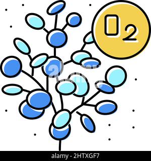 illustrazione vettoriale dell'icona del colore dell'ossigeno che rilascia l'impianto Illustrazione Vettoriale