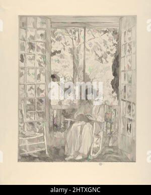 Arte ispirata alla Sun Room, 1922, incisione, piatto: 11 5/8 x 9 7/16 pollici (29,6 x 24 cm), Prints, Childe Hassam (American, Dorchester, Massachusetts 1859–1935 East Hampton, New York, opere classiche modernizzate da Artotop con un tuffo di modernità. Forme, colore e valore, impatto visivo accattivante sulle emozioni artistiche attraverso la libertà delle opere d'arte in modo contemporaneo. Un messaggio senza tempo che persegue una nuova direzione selvaggiamente creativa. Artisti che si rivolgono al supporto digitale e creano l'NFT Artotop Foto Stock