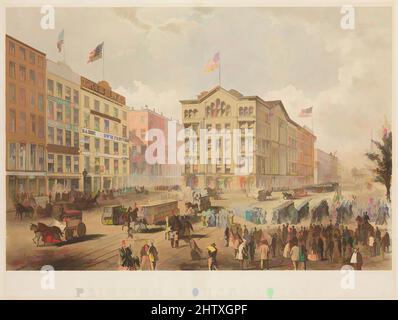 Art Inspired by Printing-House Square, New York, 1866, litografia colorata, Image: 17 9/16 x 25 13/16 in. (44,6 x 65,5 cm), stampe, opere classiche modernizzate da Artotop con un tuffo di modernità. Forme, colore e valore, impatto visivo accattivante sulle emozioni artistiche attraverso la libertà delle opere d'arte in modo contemporaneo. Un messaggio senza tempo che persegue una nuova direzione selvaggiamente creativa. Artisti che si rivolgono al supporto digitale e creano l'NFT Artotop Foto Stock