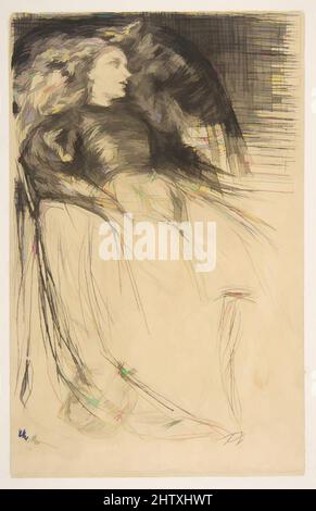 Arte ispirata a Weary, 1863, DRYPOINT; quarto stato di sei (Glasgow); stampato in inchiostro nero su TAN Japan, piastra: 8 3/16 x 5 1/4 poll. (20,8 x 13,3 cm), Prints, James McNeill Whistler (American, Lowell, Massachusetts 1834–1903 London), la fiducia di Whistler come etcher è vista alle sue opere classiche modernizzate da Artotop con un tuffo di modernità. Forme, colore e valore, impatto visivo accattivante sulle emozioni artistiche attraverso la libertà delle opere d'arte in modo contemporaneo. Un messaggio senza tempo che persegue una nuova direzione selvaggiamente creativa. Artisti che si rivolgono al supporto digitale e creano l'NFT Artotop Foto Stock