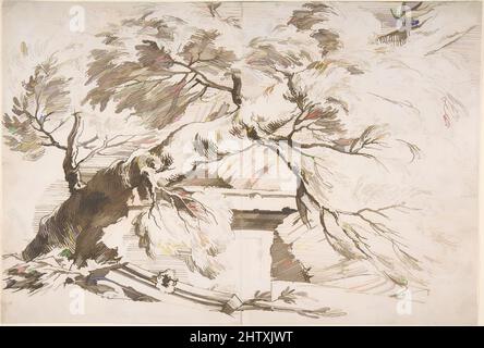 Arte ispirata A Un albero caduto con rovine, 1700–1762, penna e inchiostro marrone, foglio: 9 1/16 x 13 3/8 poll. (23 x 33,9 cm), disegni, Paul Troger (Austriaco, Welsberg 1698–1762 Vienna, opere classiche modernizzate da Artotop con un tocco di modernità. Forme, colore e valore, impatto visivo accattivante sulle emozioni artistiche attraverso la libertà delle opere d'arte in modo contemporaneo. Un messaggio senza tempo che persegue una nuova direzione selvaggiamente creativa. Artisti che si rivolgono al supporto digitale e creano l'NFT Artotop Foto Stock