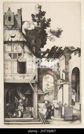 Arte ispirata alla Natività, 1504, incisione, foglio: 7 5/16 x 4 3/16 poll. (18,5 x 10,7 cm), Prints, Albrecht Dürer (tedesco, Norimberga 1471–1528 Norimberga, opere classiche modernizzate da Artotop con un tocco di modernità. Forme, colore e valore, impatto visivo accattivante sulle emozioni artistiche attraverso la libertà delle opere d'arte in modo contemporaneo. Un messaggio senza tempo che persegue una nuova direzione selvaggiamente creativa. Artisti che si rivolgono al supporto digitale e creano l'NFT Artotop Foto Stock