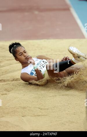 Madrid, spagnolo. 02nd Mar 2022. Madrid, Spagna; 02,03-2022.- Povea salto triplo. Credito per il tour al coperto Gold Madrid 2022: Juan Carlos Rojas/dpa/Alamy Live News Foto Stock