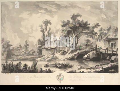 Art Inspired by Landscape, 1759, Etching, Sheet (ritagliato): 10 1/16 x 14 5/16 poll. (25,5 x 36,4 cm), Prints, Jean Pierre Louis Laurent Hoüel (francese, Rouen 1735–1813 Parigi), Francois Boucher (francese, Parigi 1703–1770 Parigi, opere classiche modernizzate da Artotop con un tuffo di modernità. Forme, colore e valore, impatto visivo accattivante sulle emozioni artistiche attraverso la libertà delle opere d'arte in modo contemporaneo. Un messaggio senza tempo che persegue una nuova direzione selvaggiamente creativa. Artisti che si rivolgono al supporto digitale e creano l'NFT Artotop Foto Stock