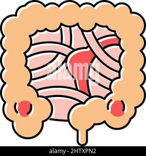 ostruzione intestinale malattia colore icona vettore illustrazione Illustrazione Vettoriale