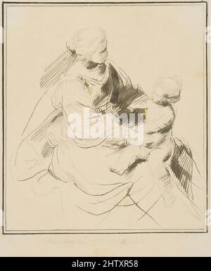 Art Inspired by Virgin and Child, 1775, Etching, Sheet: 5 5/16 x 4 5/16 in. (13,5 x 11 cm), stampe, dopo Simone Cantarini (Italiano, Pesaro 1612–1648 Verona, opere classiche modernizzate da Artotop con un tuffo di modernità. Forme, colore e valore, impatto visivo accattivante sulle emozioni artistiche attraverso la libertà delle opere d'arte in modo contemporaneo. Un messaggio senza tempo che persegue una nuova direzione selvaggiamente creativa. Artisti che si rivolgono al supporto digitale e creano l'NFT Artotop Foto Stock