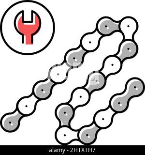 illustrazione vettoriale delle icone dei colori per la riparazione del canto della bicicletta e l'accorciamento Illustrazione Vettoriale