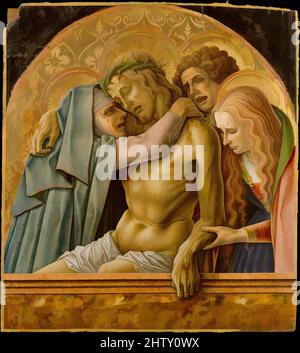 Arte ispirata a Pietà, 1476, Tempera su legno, oro, tuta 28 1/4 x 25 3/8 poll. (71,8 x 64,5 cm); superficie verniciata 28 x 25 1/8 poll. (71,1 x 63,8 cm), dipinti, Carlo Crivelli (italiano, Venezia (?), attivo da Ascoli Piceno 1457-defunto 1495), questa immagine emozionalmente carica delle opere classiche modernizzate da Artotop con un tuffo di modernità. Forme, colore e valore, impatto visivo accattivante sulle emozioni artistiche attraverso la libertà delle opere d'arte in modo contemporaneo. Un messaggio senza tempo che persegue una nuova direzione selvaggiamente creativa. Artisti che si rivolgono al supporto digitale e creano l'NFT Artotop Foto Stock