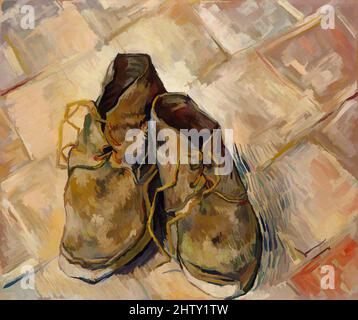 Art Inspired by Shoes, 1888, Oil on canvas, 18 x 21 3/4 poll. (45,7 x 55,2 cm), dipinti, Vincent van Gogh (olandese, Zundert 1853–1890 Auvers-sur-Oise), Van Gogh dipinse molti lift di scarpe o stivali durante il suo periodo parigino. Questa foto, dipinta più tardi, in Arles, evoca un'opera classica unica e modernizzata da Artotop con un tuffo di modernità. Forme, colore e valore, impatto visivo accattivante sulle emozioni artistiche attraverso la libertà delle opere d'arte in modo contemporaneo. Un messaggio senza tempo che persegue una nuova direzione selvaggiamente creativa. Artisti che si rivolgono al supporto digitale e creano l'NFT Artotop Foto Stock