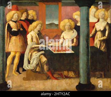Arte ispirata ai giocatori di scacchi, ca. 1475, Tempera su legno, totale 13 3/4 x 16 1/4 poll. (34,9 x 41,3 cm); superficie verniciata 13 1/8 x 15 7/8 poll. (33,3 x 40,3 cm), dipinti, Liberale da Verona (italiano, Verona ca. 1445–1527/29 Verona), questo e il suo pannello di accompagnamento sono di fronte, opere classiche modernizzate da Artotop con un tuffo di modernità. Forme, colore e valore, impatto visivo accattivante sulle emozioni artistiche attraverso la libertà delle opere d'arte in modo contemporaneo. Un messaggio senza tempo che persegue una nuova direzione selvaggiamente creativa. Artisti che si rivolgono al supporto digitale e creano l'NFT Artotop Foto Stock