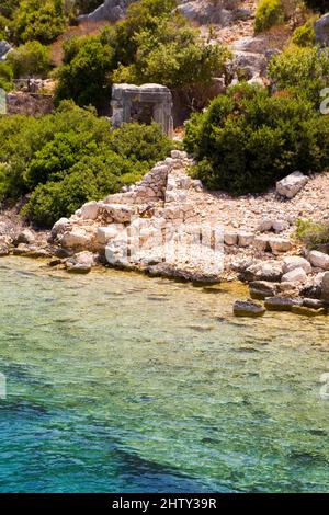 Kekova Island, Sunken City, Uecagiz, Lycia, Turchia Foto Stock