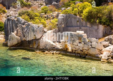 Kekova Island, Sunken City, Uecagiz, Lycia, Turchia Foto Stock