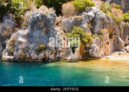 Kekova Island, Sunken City, Uecagiz, Lycia, Turchia Foto Stock