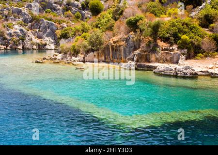 Kekova Island, Sunken City, Uecagiz, Lycia, Turchia Foto Stock