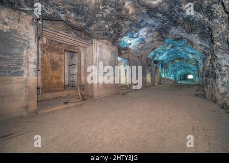 Sala macchine, tunnel di trasporto, cava, Wuelfrath, Renania settentrionale-Vestfalia, Germania Foto Stock